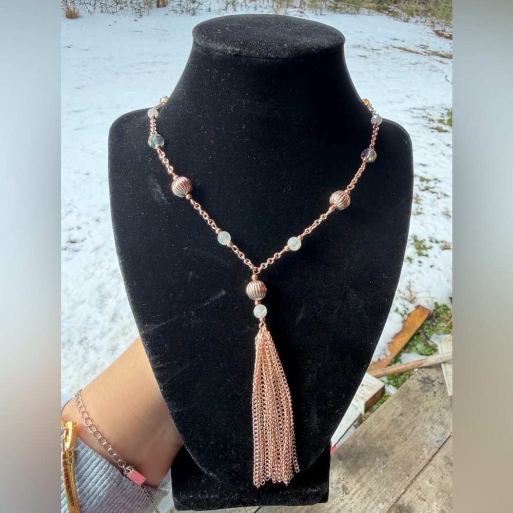 Chic Rose Gold Tassel Necklace